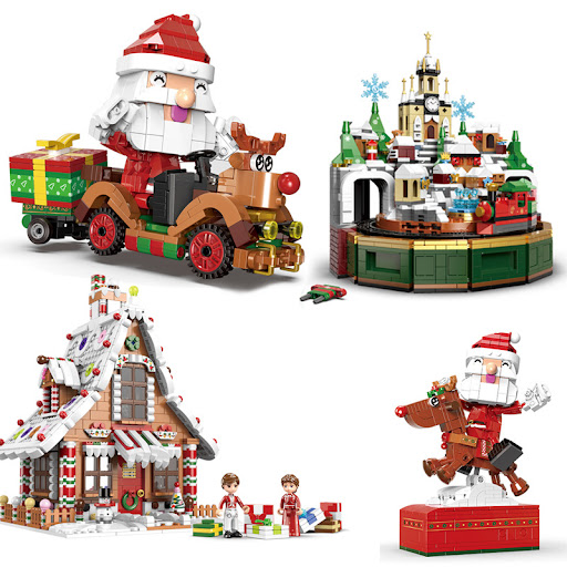 Title 2, Assembled Castle Music Box Building Block Toys....