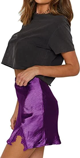 Title 1, Ženska mini suknja visokog struka sa satenskom ...