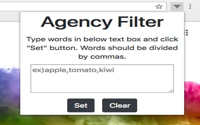 Agency Filter chrome extension