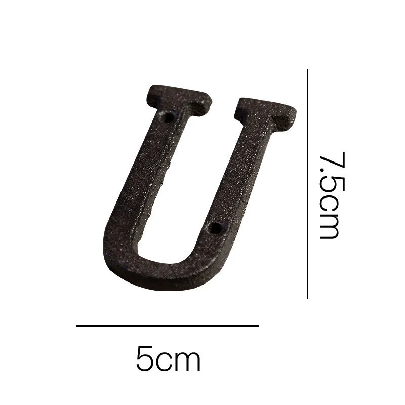 Numéro de maison rétro européen en fonte avec 26 lettres anglaises 3D, fer forgé, pour une identification élégante et durable.