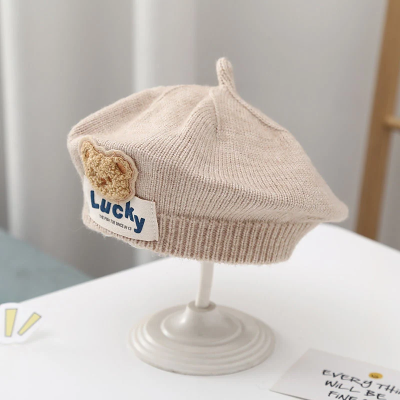 Children's Beret Autumn and Winter Thermal Knitting Warm Hat Comfortable Cold Protection Fashion Accessory Soft and Plea