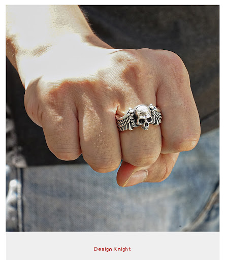 Title 7, Mens Retro Made Old Wing Skull Ring, Bold and ...