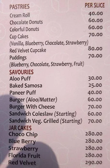 Shakes 'n' Cakes menu 