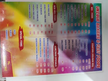 Lahari Bakers And Fast Food menu 