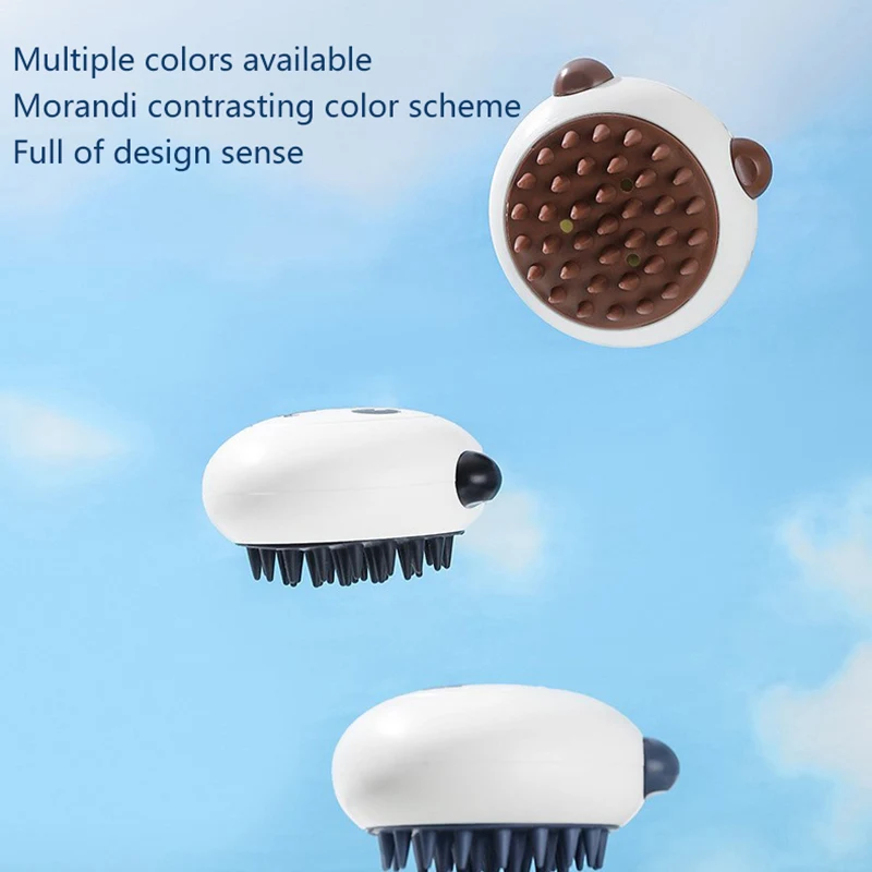 Cepillo de silicona para baño de mascotas, suave y con forma de panda, para perros y gatos. Masaje y limpieza fácil. Accesorio de baño.