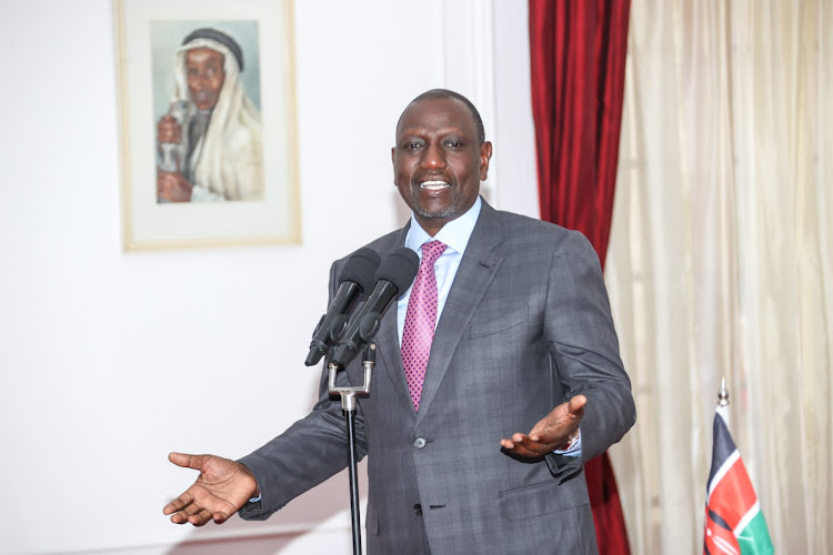 President William Ruto in a meeting with32 Jubilee MPs in State House on February 8, 2023