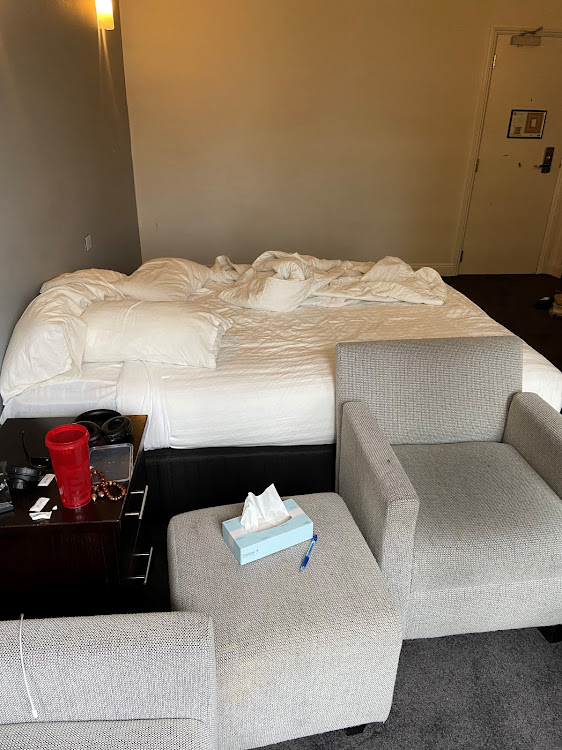 The inside of a bedroom at the Park Hotel where Serbian tennis player Novak Djokovic is believed to be held in Melbourne