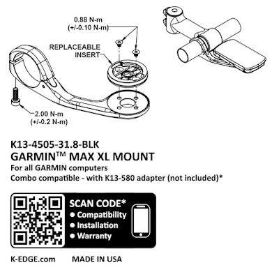 K-Edge Garmin Max XL Mount - 31.8, Black alternate image 0