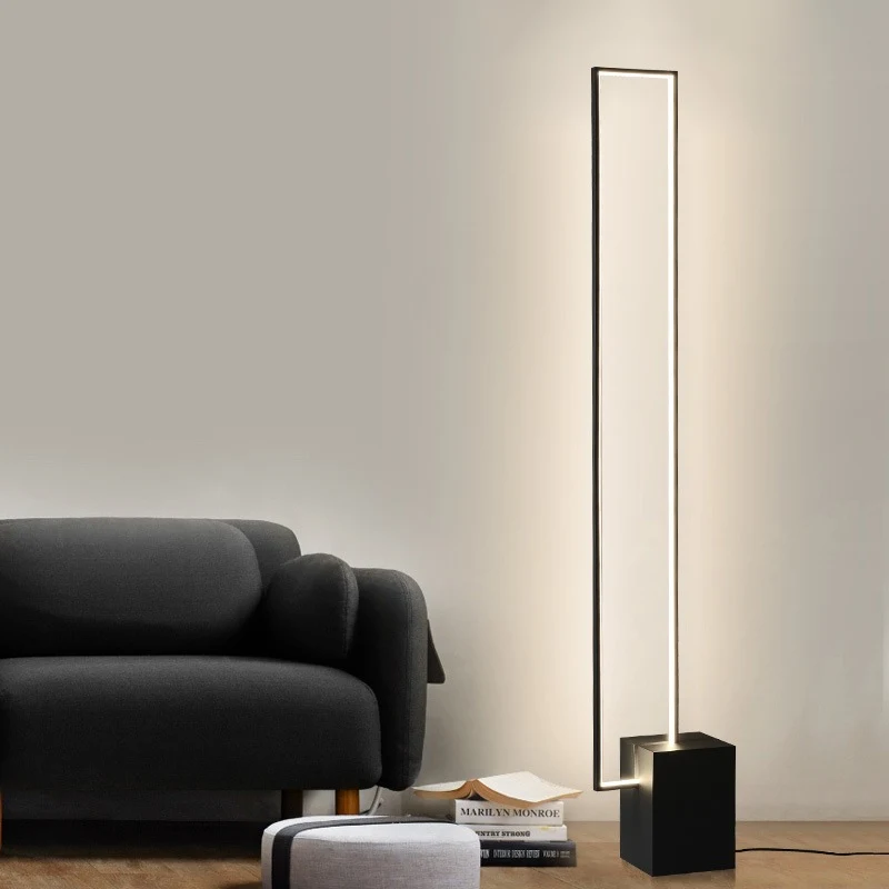 Title 3, Minimalistische zandzwarte vloerlamp, quadriboï...