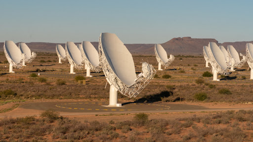 MeerKAT is a radio telescope consisting of 64 radio dishes that are 13.5m in diameter and spread over an area of 8km in Northern Cape.