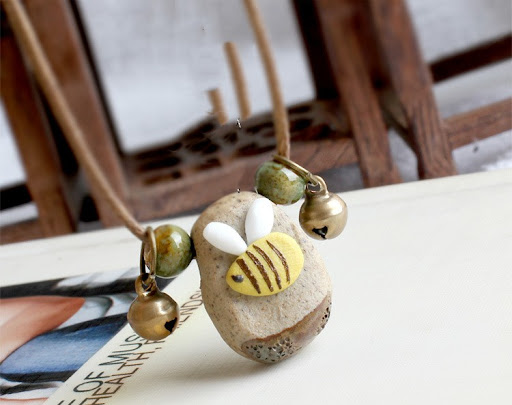 Title 1, Ethnic Style Ceramic Bell Clavicle Chain, a bea...