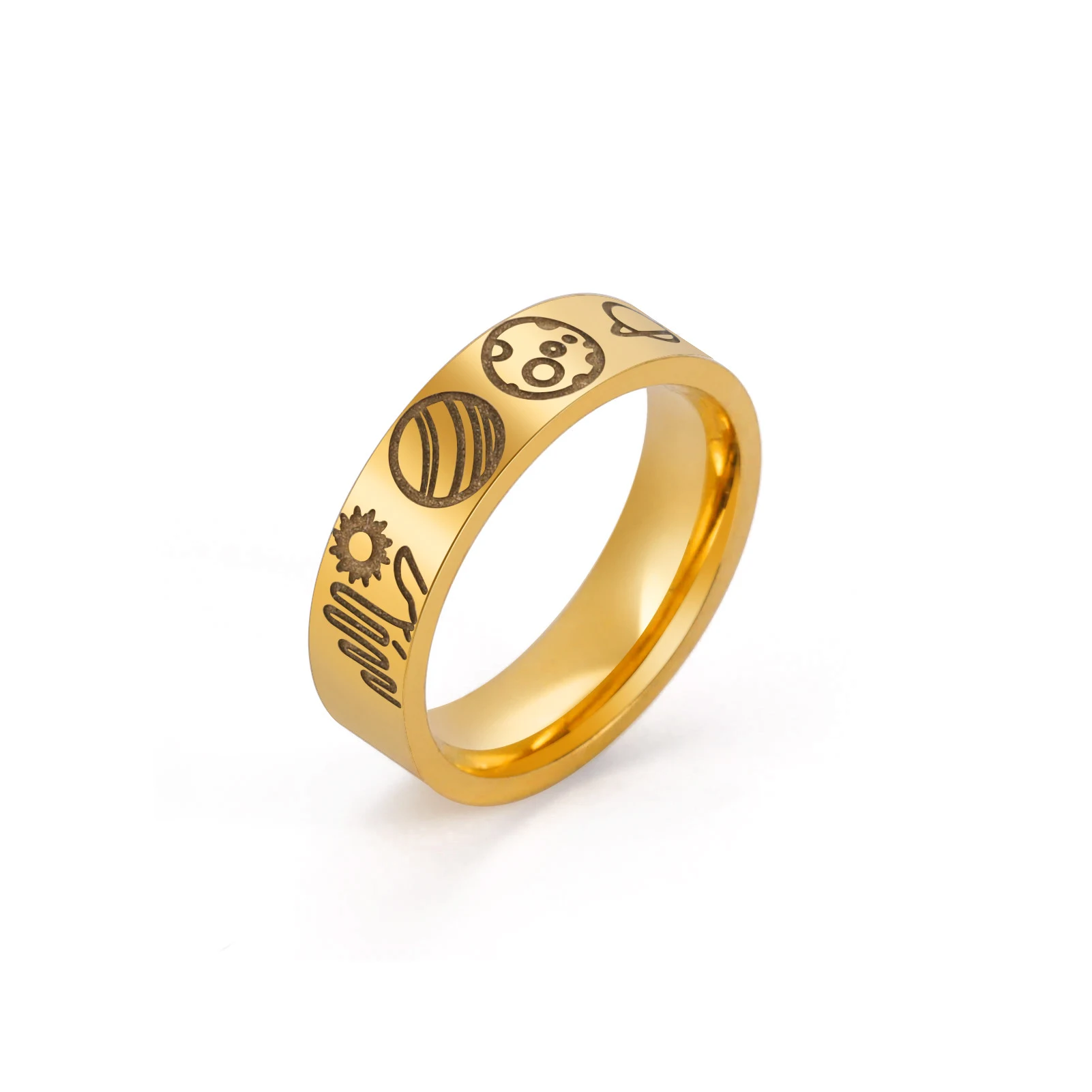 Title 6, Paar Universe Star Ring, 6MM breed, van roestvr...