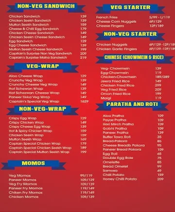 Captain's Burger & Vada Pav menu 