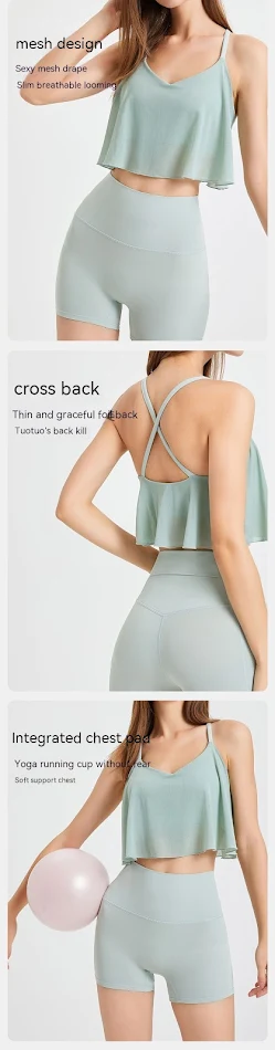 Brassière de sport Yoga en mesh avec coussinets fixes, antichoc, séchage rapide, idéale pour la course et le fitness.