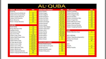 Al Quba menu 