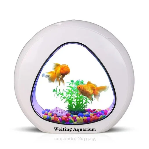 Weiting aquarium small fish tank mini desktop aquarium creative gold fish tank LED lighting comes with filter household 
