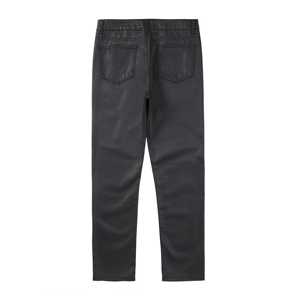 Pantalon décontracté ciré de couleur unie pour homme. Confort et style polyvalent au quotidien. Look moderne et durable. Idéal pour toutes les occasions.