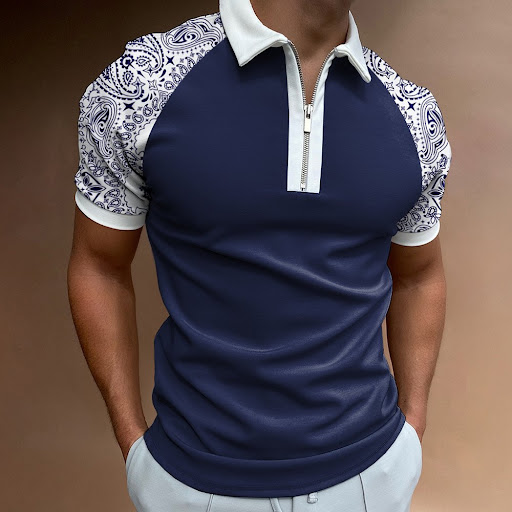 Title 3, Short Sleeve POLO Shirt Casual Striped Plaid Pr...