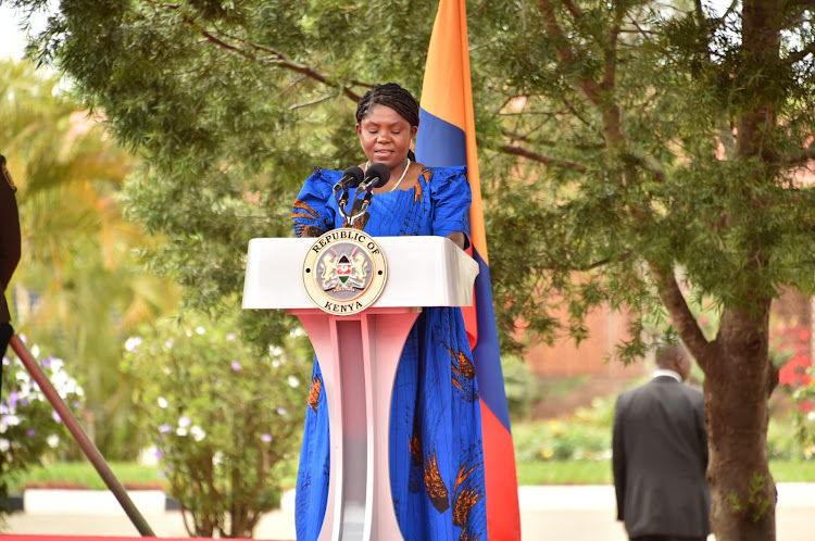 Vice President Francia Marquez of Colombia during a joint press briefing in Karen,Nairobi on May 15,2023.