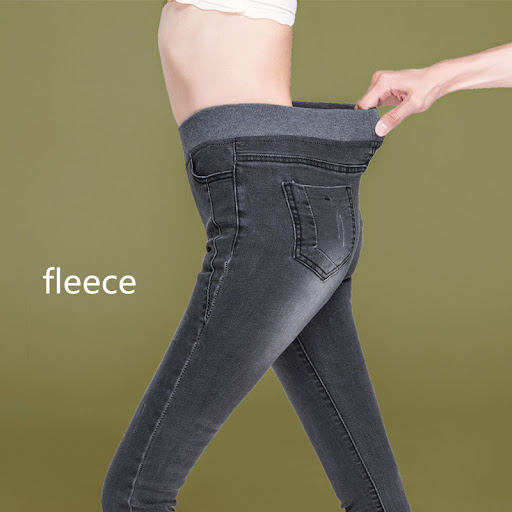 Title 8, Womens High Waist Plus Size Elastic Fleece Jea...