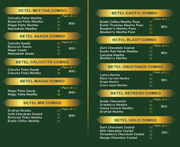 The Betel Leaf Co - Originally from Bangalore menu 