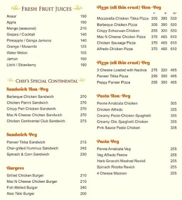 Shalimar menu 