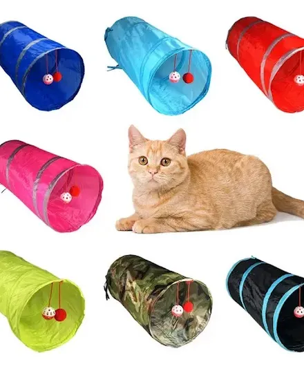 Funning Cat Tunnel Toys Foldable 2-Holes Game Tube Ball C... - 0