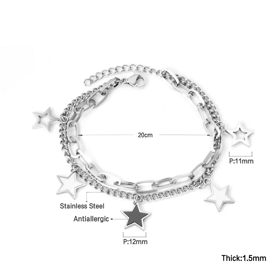 Mini damesarmband met sterhanger en dubbele ketting, perfect voor een stijlvolle look en als bijzonder cadeau.
