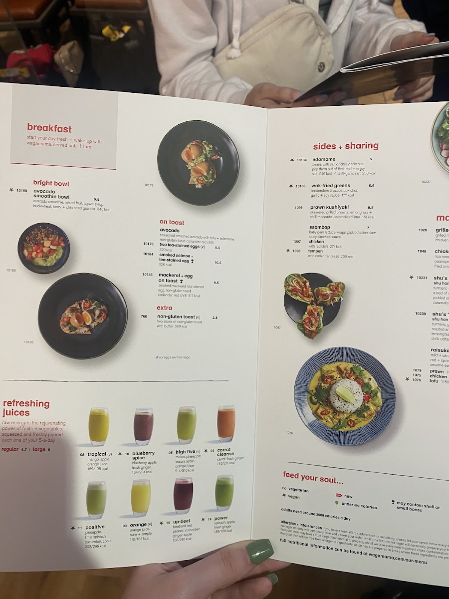 Wagamama gluten-free menu