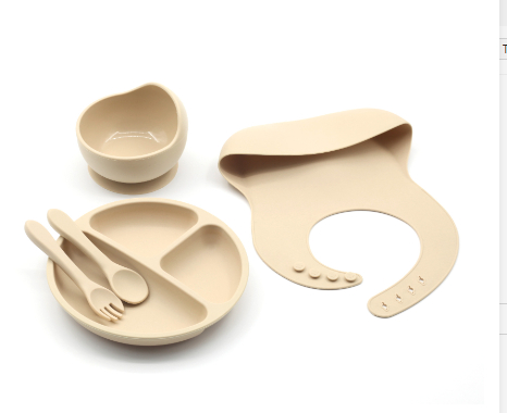 Title 6, Four-piece silicone baby feeding tableware set,...