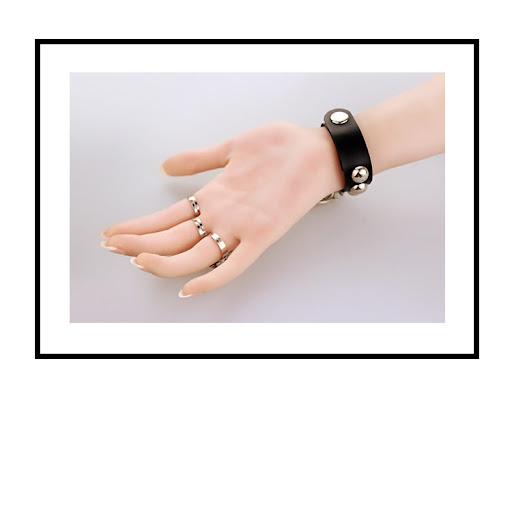 Title 1, Vintage Gothic Punk Bracelet Wolf Head Skull Le...