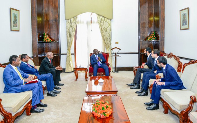 President William Ruto meets with Sheikh Shakhboot Al Nahyan, United Arab Emirates's Federal Minister of State for Foreign Affairs, and other officials at State House Nairobi.