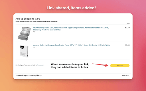 AMZ Cart Share: Share your Amazon cart in 1 click