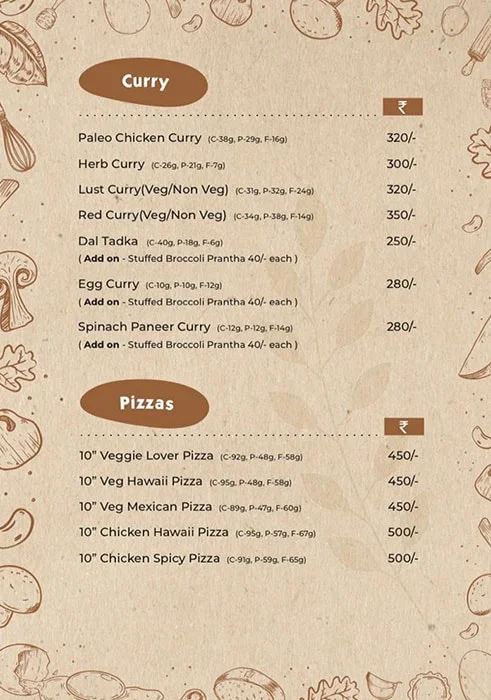 The Fit Food menu 