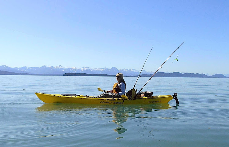 Ocean kayaking in the calm waters near Juneau. 