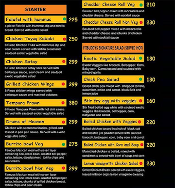 Fitbuddy's Cafe menu 