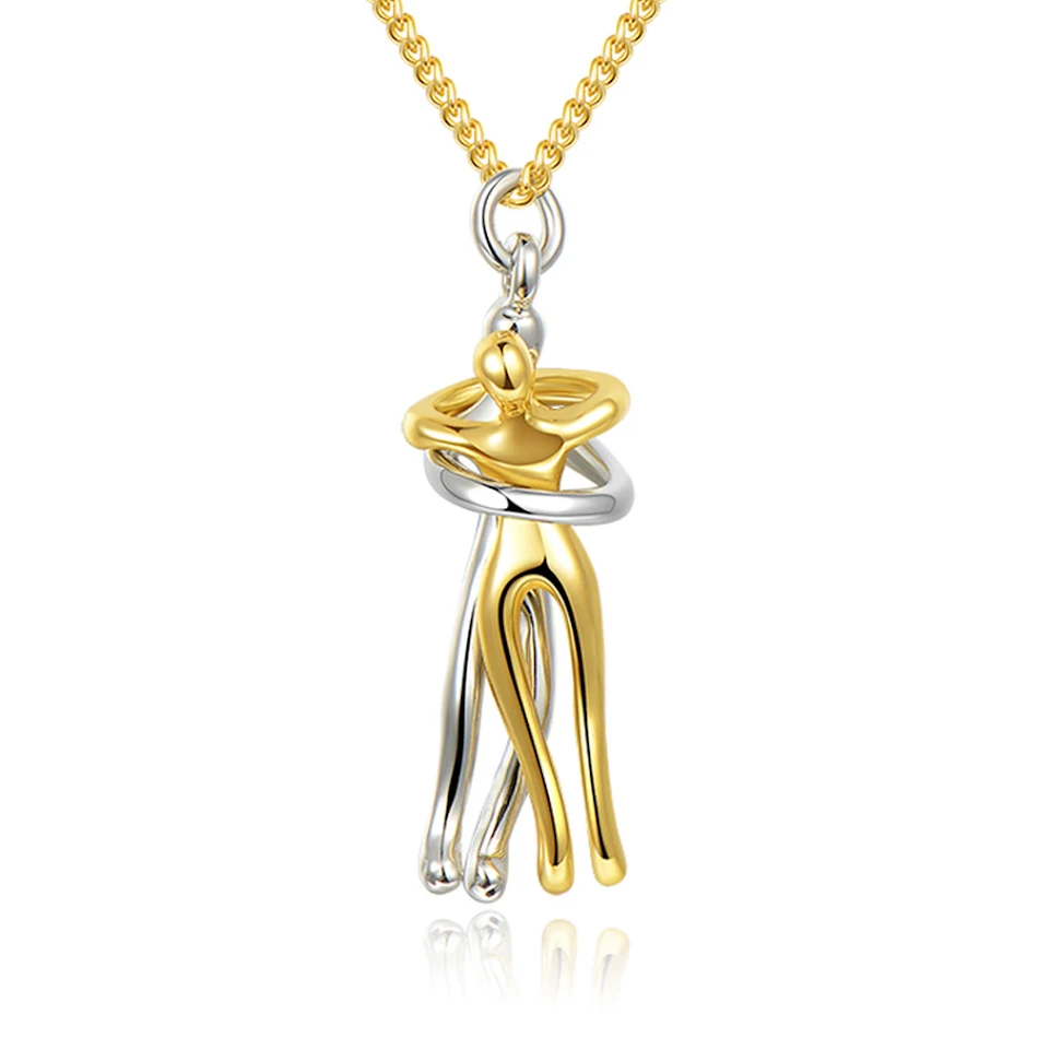 Collar de Amor Abrazo Unisex Joyería Parejas Cadena Clavícula Simple Regalo San Valentín Amantes. Un gesto de cariño para él y ella.