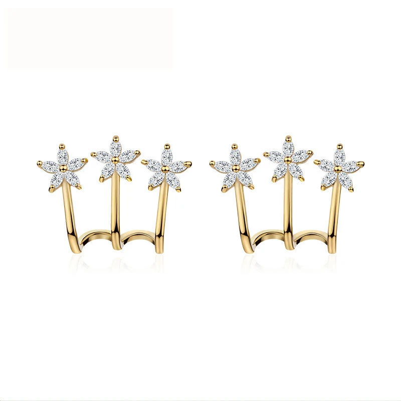 One Ear Hole Flower Earrings for Three Effects. Enhance your style with these popular earrings and enjoy a unique floral
