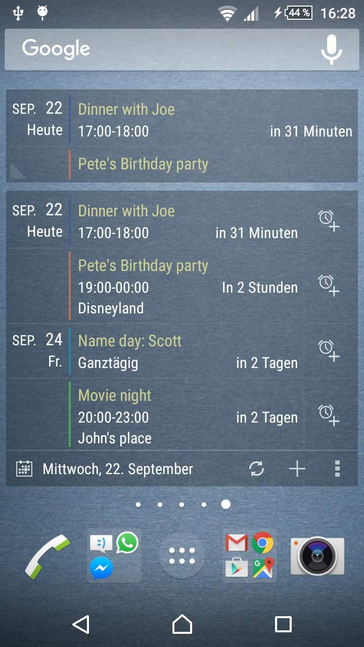 Android application Calendar Widget: Month/Agenda screenshort