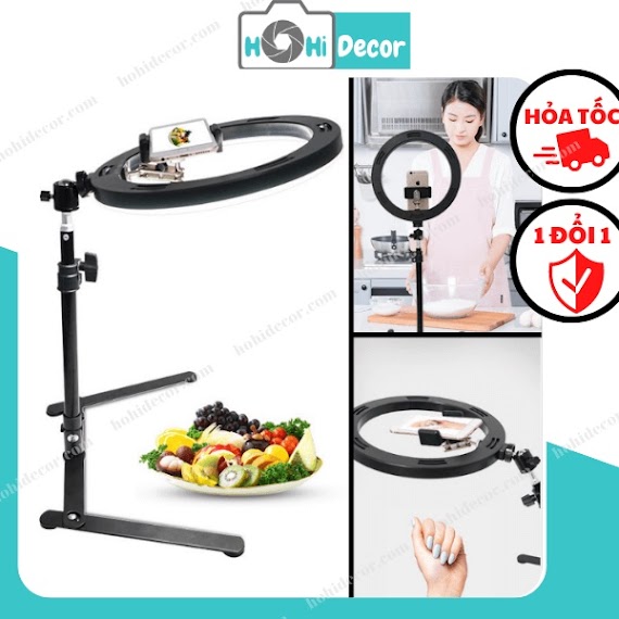 Đèn Chụp Ảnh Sản Phẩm, Đèn Quay Video Tiktok Livestream Để Bàn Hình Tròn Ringlight Mini 26Cm - Hohi Decor