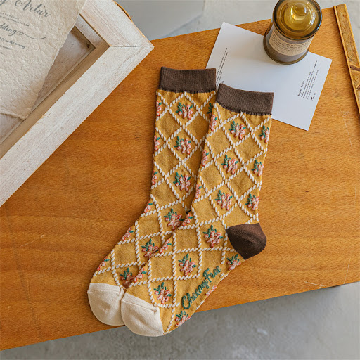 Title 2, Three-dimensional embossed long pile socks in J...