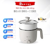 Nồi Điện Hầm, Nấu Cháo, Nấu Mỳ, Nồi Lẩu Mini Đa Năng Bear Drg - C12K1 (Màu Xám),Công Suất 600W - Bảo Hành Chính Hãng