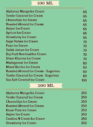 NIC ICE Creams menu 1