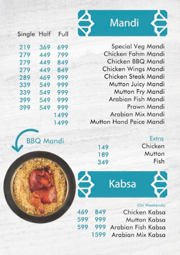 Barkaas Arabic Restaurant menu 