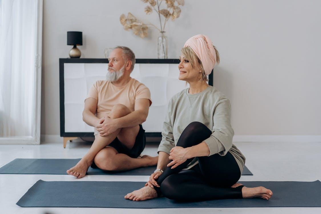 Free An Elderly Couple Exercising Together Stock Photo