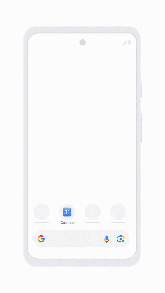 Animación que muestra cómo compartir un calendario de Google Calendar en Android. El usuario abre la aplicación, va a "Configuración" a través del menú y selecciona un calendario específico. Después, toca "Añadir personas o grupos", selecciona "Alexa Chen" de la lista y comparte el acceso con esa persona.