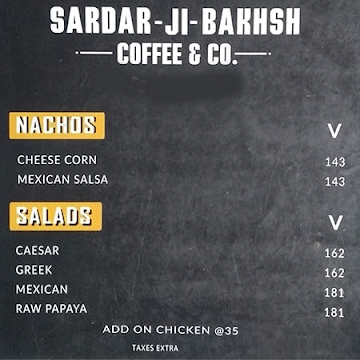 Sardar-Ji-Bakhsh Coffee & Co. menu 