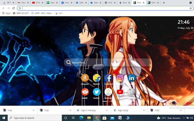 Kirito Wallpaper New Tab Theme