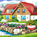 Icon House Coloring Paint by Number