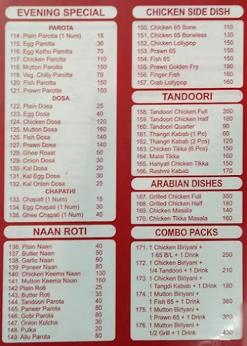 Saleem Biryani menu 